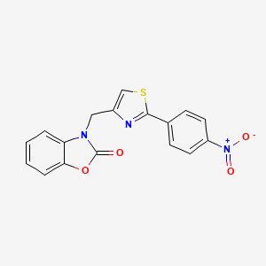 molecular formula C17H11N3O4S B2602125 3-{[2-(4-nitrophenyl)-1,3-thiazol-4-yl]methyl}-1,3-benzoxazol-2(3H)-one CAS No. 903852-44-8