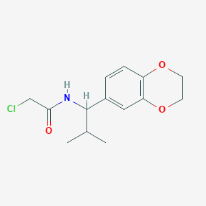 molecular formula C14H18ClNO3 B2602130 2-chloro-N-[1-(2,3-dihydro-1,4-benzodioxin-6-yl)-2-methylpropyl]acetamide CAS No. 879362-83-1