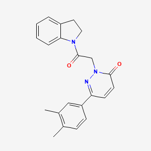 molecular formula C22H21N3O2 B2602154 6-(3,4-dimethylphenyl)-2-(2-(indolin-1-yl)-2-oxoethyl)pyridazin-3(2H)-one CAS No. 923084-09-7