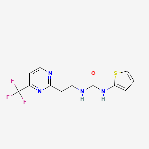 molecular formula C13H13F3N4OS B2602156 1-(2-(4-Methyl-6-(trifluoromethyl)pyrimidin-2-yl)ethyl)-3-(thiophen-2-yl)urea CAS No. 1396862-55-7