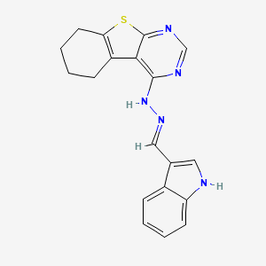 4-[(2E)-2-(1H-indol-3-ylmethylidene)hydrazinyl]-5,6,7,8-tetrahydro[1]benzothieno[2,3-d]pyrimidine
