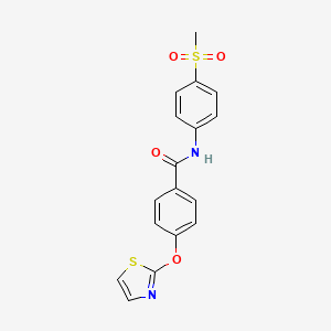 molecular formula C17H14N2O4S2 B2602166 N-(4-(methylsulfonyl)phenyl)-4-(thiazol-2-yloxy)benzamide CAS No. 2034607-87-7