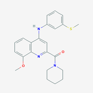 molecular formula C23H25N3O2S B2602170 (8-甲氧基-4-((3-(甲硫基)苯基)氨基)喹啉-2-基)(哌啶-1-基)甲酮 CAS No. 1251600-26-6