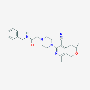 N-benzyl-2-[4-(5-cyano-3,3,8-trimethyl-3,4-dihydro-1H-pyrano[3,4-c]pyridin-6-yl)-1-piperazinyl]acetamide