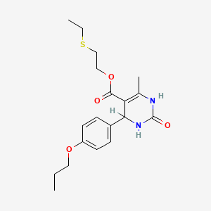 molecular formula C19H26N2O4S B2602190 6-甲基-2-（乙硫基）乙基-2-氧代-4-（4-丙氧基苯基）-1,2,3,4-四氢嘧啶-5-羧酸酯 CAS No. 295343-98-5