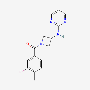molecular formula C15H15FN4O B2602195 (3-Fluoro-4-methylphenyl)(3-(pyrimidin-2-ylamino)azetidin-1-yl)methanone CAS No. 2192746-39-5