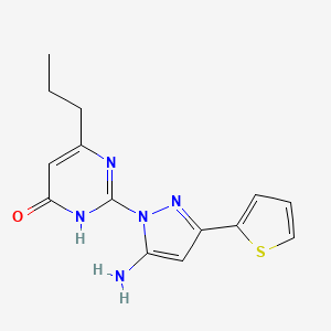 molecular formula C14H15N5OS B2602197 2-(5-amino-3-(thiophen-2-yl)-1H-pyrazol-1-yl)-6-propylpyrimidin-4(3H)-one CAS No. 1207046-56-7