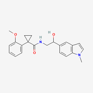 molecular formula C22H24N2O3 B2602199 N-(2-羟基-2-(1-甲基-1H-吲哚-5-基)乙基)-1-(2-甲氧基苯基)环丙烷甲酰胺 CAS No. 2034526-96-8