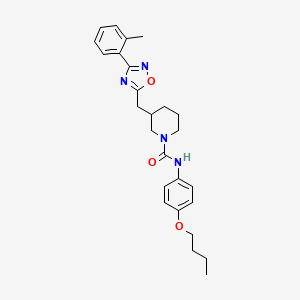 molecular formula C26H32N4O3 B2602200 N-(4-butoxyphenyl)-3-((3-(o-tolyl)-1,2,4-oxadiazol-5-yl)methyl)piperidine-1-carboxamide CAS No. 2034233-44-6