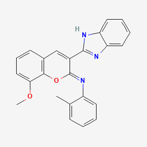 molecular formula C24H19N3O2 B2602212 N-[(2Z)-3-(1H-苯并咪唑-2-基)-8-甲氧基-2H-色烯-2-亚基]-2-甲基苯胺 CAS No. 313956-51-3