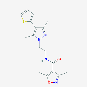 molecular formula C17H20N4O2S B2602222 N-(2-(3,5-dimethyl-4-(thiophen-2-yl)-1H-pyrazol-1-yl)ethyl)-3,5-dimethylisoxazole-4-carboxamide CAS No. 2034374-27-9