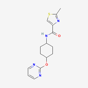 molecular formula C15H18N4O2S B2602231 2-methyl-N-((1r,4r)-4-(pyrimidin-2-yloxy)cyclohexyl)thiazole-4-carboxamide CAS No. 2034444-13-6