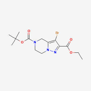 molecular formula C14H20BrN3O4 B2602233 5-tert-Butyl 2-ethyl 3-bromo-6,7-dihydropyrazolo[1,5-a]pyrazine-2,5(4H)-dicarboxylate CAS No. 1301713-97-2