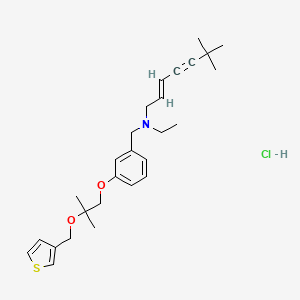 molecular formula C27H38ClNO2S B2602236 (E)-N-ethyl-6,6-dimethyl-N-[[3-[2-methyl-2-(thiophen-3-ylmethoxy)propoxy]phenyl]methyl]hept-2-en-4-yn-1-amine;hydrochloride CAS No. 204067-52-7