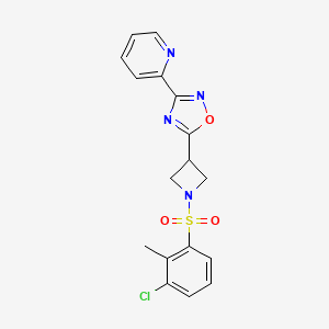 molecular formula C17H15ClN4O3S B2602240 5-(1-((3-Chloro-2-methylphenyl)sulfonyl)azetidin-3-yl)-3-(pyridin-2-yl)-1,2,4-oxadiazole CAS No. 1251575-84-4