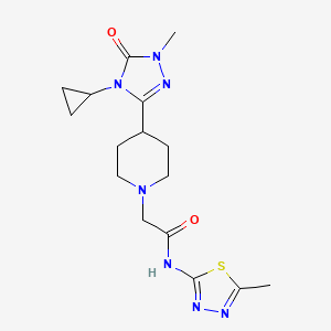 molecular formula C16H23N7O2S B2602245 2-(4-(4-cyclopropyl-1-methyl-5-oxo-4,5-dihydro-1H-1,2,4-triazol-3-yl)piperidin-1-yl)-N-(5-methyl-1,3,4-thiadiazol-2-yl)acetamide CAS No. 1797589-01-5
