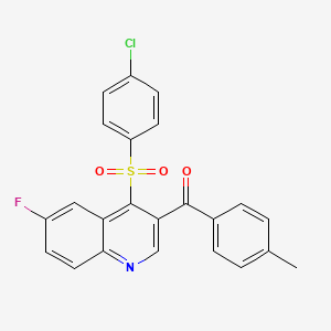 molecular formula C23H15ClFNO3S B2602246 (4-((4-Chlorophenyl)sulfonyl)-6-fluoroquinolin-3-yl)(p-tolyl)methanone CAS No. 866846-31-3