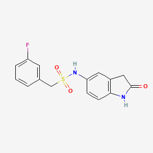molecular formula C15H13FN2O3S B2602254 1-(3-氟苯基)-N-(2-氧代吲哚-5-基)甲磺酰胺 CAS No. 921539-85-7