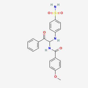 molecular formula C22H21N3O5S B2602257 4-methoxy-N-{2-oxo-2-phenyl-1-[(4-sulfamoylphenyl)amino]ethyl}benzamide CAS No. 332885-72-0