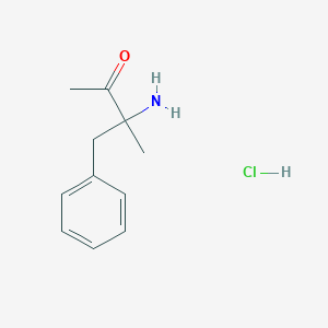 molecular formula C11H16ClNO B2602259 3-Amino-3-methyl-4-phenyl-2-butanone hydrochloride CAS No. 21878-68-2