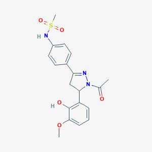 molecular formula C19H21N3O5S B260227 N-{4-[1-acetyl-5-(2-hydroxy-3-methoxyphenyl)-4,5-dihydro-1H-pyrazol-3-yl]phenyl}methanesulfonamide 