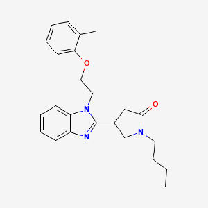 molecular formula C24H29N3O2 B2602271 1-Butyl-4-{1-[2-(2-methylphenoxy)ethyl]benzimidazol-2-yl}pyrrolidin-2-one CAS No. 912896-42-5