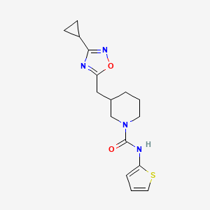 molecular formula C16H20N4O2S B2602273 3-((3-环丙基-1,2,4-恶二唑-5-基)甲基)-N-(噻吩-2-基)哌啶-1-甲酰胺 CAS No. 1705549-84-3