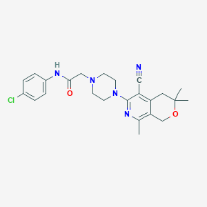 N-(4-chlorophenyl)-2-[4-(5-cyano-3,3,8-trimethyl-3,4-dihydro-1H-pyrano[3,4-c]pyridin-6-yl)-1-piperazinyl]acetamide