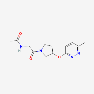 molecular formula C13H18N4O3 B2602316 N-(2-(3-((6-甲基吡啶嗪-3-基)氧代)吡咯烷-1-基)-2-氧代乙基)乙酰胺 CAS No. 2034477-74-0