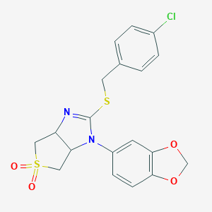 1-(1,3-benzodioxol-5-yl)-2-[(4-chlorobenzyl)sulfanyl]-3a,4,6,6a-tetrahydro-1H-thieno[3,4-d]imidazole 5,5-dioxide