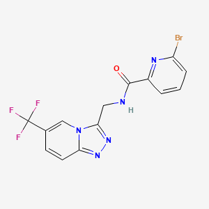 molecular formula C14H9BrF3N5O B2602324 6-bromo-N-{[6-(trifluoromethyl)-[1,2,4]triazolo[4,3-a]pyridin-3-yl]methyl}pyridine-2-carboxamide CAS No. 1427984-96-0