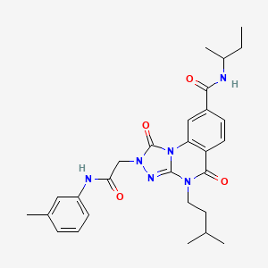 molecular formula C28H34N6O4 B2602329 N-(sec-butyl)-4-(3-methylbutyl)-2-{2-[(3-methylphenyl)amino]-2-oxoethyl}-1,5-dioxo-1,2,4,5-tetrahydro[1,2,4]triazolo[4,3-a]quinazoline-8-carboxamide CAS No. 1223811-63-9