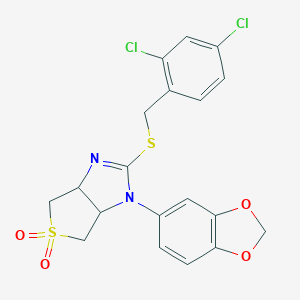 1-(1,3-benzodioxol-5-yl)-2-[(2,4-dichlorobenzyl)sulfanyl]-3a,4,6,6a-tetrahydro-1H-thieno[3,4-d]imidazole 5,5-dioxide