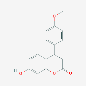 molecular formula C16H14O4 B2602333 7-hydroxy-4-(4-methoxyphenyl)-3,4-dihydro-2H-1-benzopyran-2-one CAS No. 109386-28-9
