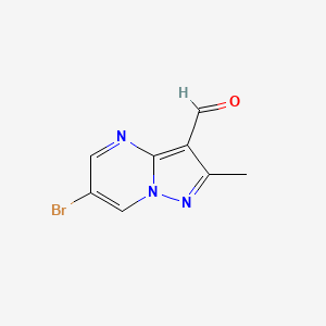 molecular formula C8H6BrN3O B2602335 6-溴-2-甲基吡唑并[1,5-a]嘧啶-3-甲醛 CAS No. 899518-62-8