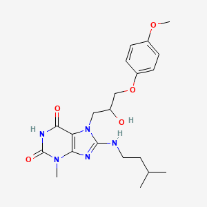 molecular formula C21H29N5O5 B2602336 7-(2-羟基-3-(4-甲氧基苯氧基)丙基)-8-(异戊氨基)-3-甲基-1H-嘌呤-2,6(3H,7H)-二酮 CAS No. 941873-71-8