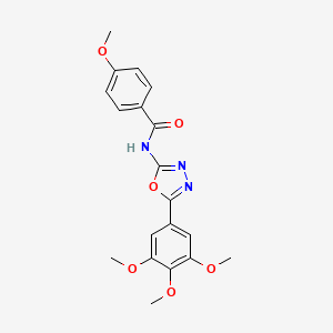 molecular formula C19H19N3O6 B2602338 4-methoxy-N-[5-(3,4,5-trimethoxyphenyl)-1,3,4-oxadiazol-2-yl]benzamide CAS No. 891117-41-2