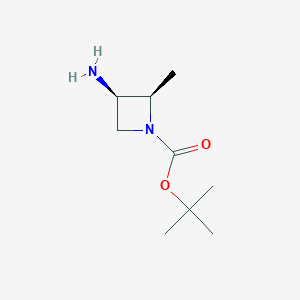 molecular formula C9H18N2O2 B2602342 Tert-butyl (2R,3R)-3-amino-2-methylazetidine-1-carboxylate CAS No. 1932545-45-3