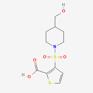 molecular formula C11H15NO5S2 B2602343 3-{[4-(羟甲基)哌啶-1-基]磺酰基}噻吩-2-羧酸 CAS No. 1097060-68-8