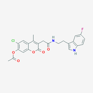 6-chloro-3-(2-{[2-(5-fluoro-1H-indol-3-yl)ethyl]amino}-2-oxoethyl)-4-methyl-2-oxo-2H-chromen-7-yl acetate