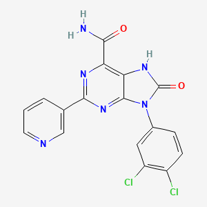 molecular formula C17H10Cl2N6O2 B2602359 9-(3,4-二氯苯基)-8-氧代-2-(吡啶-3-基)-8,9-二氢-7H-嘌呤-6-甲酰胺 CAS No. 863510-74-1