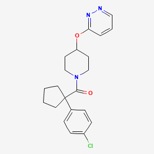 molecular formula C21H24ClN3O2 B2602401 (1-(4-Chlorophenyl)cyclopentyl)(4-(pyridazin-3-yloxy)piperidin-1-yl)methanone CAS No. 1797270-52-0