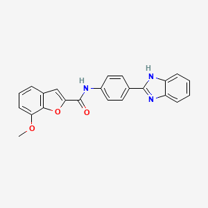 molecular formula C23H17N3O3 B2602403 N-(4-(1H-苯并[d]咪唑-2-基)苯基)-7-甲氧基苯并呋喃-2-甲酰胺 CAS No. 921873-49-6