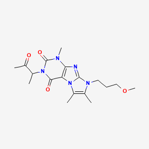 molecular formula C18H25N5O4 B2602413 6-(3-甲氧基丙基)-4,7,8-三甲基-2-(3-氧代丁-2-基)嘌呤[7,8-a]咪唑-1,3-二酮 CAS No. 878720-20-8