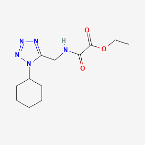 molecular formula C12H19N5O3 B2602419 ethyl 2-(((1-cyclohexyl-1H-tetrazol-5-yl)methyl)amino)-2-oxoacetate CAS No. 921104-88-3