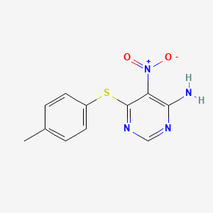 molecular formula C11H10N4O2S B2602445 6-[(4-Methylphenyl)sulfanyl]-5-nitropyrimidin-4-amine CAS No. 681271-75-0