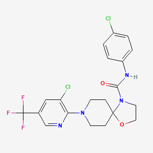 molecular formula C20H19Cl2F3N4O2 B2602451 N-(4-chlorophenyl)-8-[3-chloro-5-(trifluoromethyl)-2-pyridinyl]-1-oxa-4,8-diazaspiro[4.5]decane-4-carboxamide CAS No. 338397-31-2