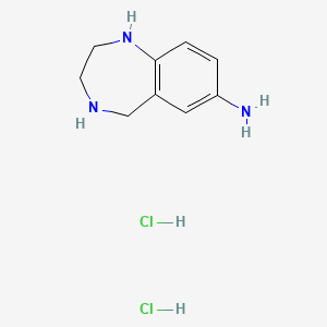 molecular formula C9H15Cl2N3 B2602458 2,3,4,5-Tetrahydro-1H-benzo[e][1,4]diazepin-7-ylamine 2HCl CAS No. 1956380-40-7