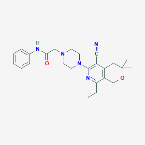 2-[4-(5-cyano-8-ethyl-3,3-dimethyl-3,4-dihydro-1H-pyrano[3,4-c]pyridin-6-yl)-1-piperazinyl]-N-phenylacetamide