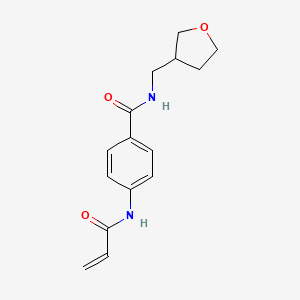 molecular formula C15H18N2O3 B2602485 N-(Oxolan-3-ylmethyl)-4-(prop-2-enoylamino)benzamide CAS No. 2361857-85-2